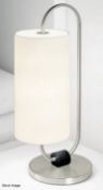 1 x CHELSOM 'Daytona' Luxury Steel Table Lamp in a Brushed Nickel Finish with a Satin Black Cylinder