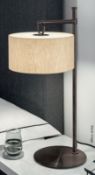 Pair of CHELSOM 'Pavilion' Luxury Table Lamps in a Black Bronze Finish, with Hemp Shades - Boxed