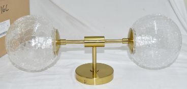 1 x CHELSOM 'Lunar' Luxury 2-Sconce Wall Mounted Light Fitting with Custom Crackle Glass Diffusers
