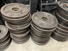 Approx 50 x Cast Iron 'Barbell Standard' Weight Plates - Sizes Range from 2.5KG to 25KG - Ref: GC000