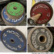 25 x Assorted Rogue Powerlifting Cast Iron Competition Weight Plates - Include Various Sizes