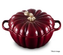 1 x LE CREUSET 'Pumpkin' Enamelled Cast Iron 24cm Casserole Dish in Garnet Red - Original Price £299