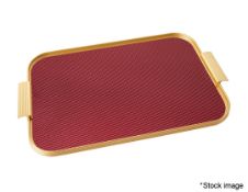 1 x KAYMET Aluminium Serving Tray (46cm x 30cm) In Burgundy And Gold - Original Price £155.00 - Ref: