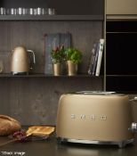 1 x SMEG 50s-Style 2-Slot Toaster - Matte Champagne - Original Price £189.00 - Ref: HNC125/6768942/6
