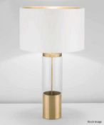 1 x CHELSOM 'Stockholm' Luxury Brass & Glass Table Lamp in a Brushed Nickel Finish - Ref: SK/27/BN/