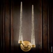 1 x CHELSOM 'Icicle' Luxury 2-Sconce LED Wall Light with Silver Leaf Flecked Glass Diffusers, H70cm