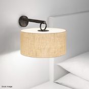 2 x CHELSOM 'Pavilion' Luxury Wall Mounted Light Fitting in a Black Bronze Finish with Hemp