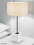 Pair of 'Rock' Luxury Black Bronzed Metalwork Table Lamp with Natural Stone Block Base -