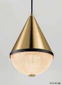 1 x CHELSOM 'Diffuse' Luxury Ceiling Pendant Light Fitting in a Soft Brushed Brass Finish