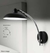1 x CHELSOM 'Saucer' Luxury Wall Light in Satin Black with Chromed Arm Detail - Unused Stock