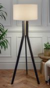 1 x CHELSOM 'Tribus' Luxury Freestanding Wooden Legged Floor Lamp in a Wenge and Satin Brass Finish
