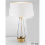 1 x CHELSOM 'Stockholm' Luxury Curved Brass & Glass Table Lamp in a Brushed Nickel Finish