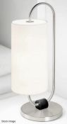 1 x CHELSOM 'Daytona' Luxury Steel Table Lamp in a Brushed Nickel Finish with a Satin Black Cylinder