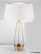 1 x CHELSOM 'Stockholm' Luxury Curved Brass & Glass Table Lamp in a Brushed Nickel Finish