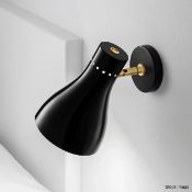 Pair of 'Chiswick' Luxury Adjustable Wall Lights In Black With Brushed Brass Details -