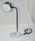 1 x CHELSOM 'Lume' Luxury Domed Metal Table Lamp with a Opal Acrylic Diffuser in a Satin Black Finis