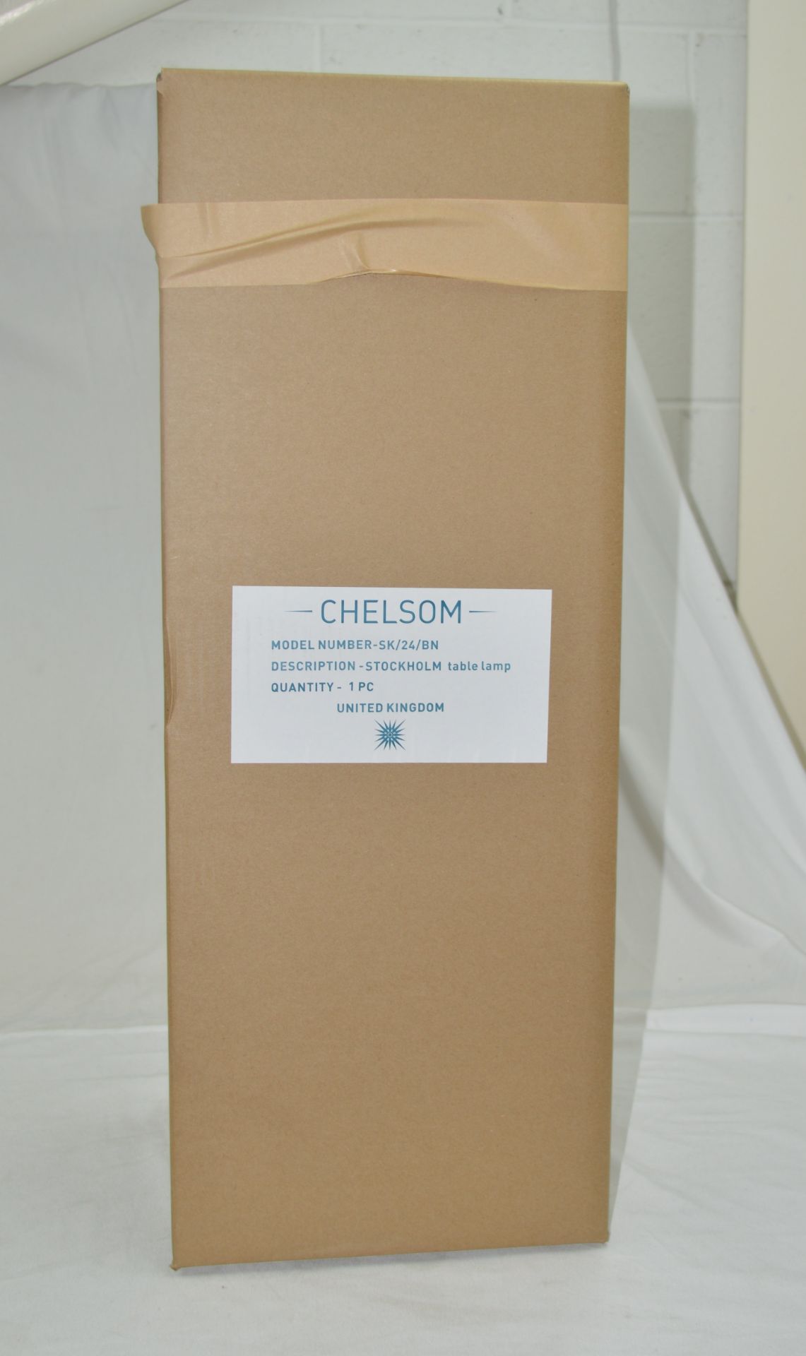 1 x CHELSOM 'Stockholm' Luxury Curved Brass & Glass Table Lamp in a Brushed Nickel Finish - Image 3 of 11