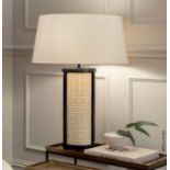 Pair of 'Weave' Luxury Table Lamp featuring Satin Black Metalwork and Natural Cane