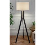1 x CHELSOM 'Tribus' Luxury Freestanding Wooden Legged Floor Lamp in a Wenge and Satin Brass Finish