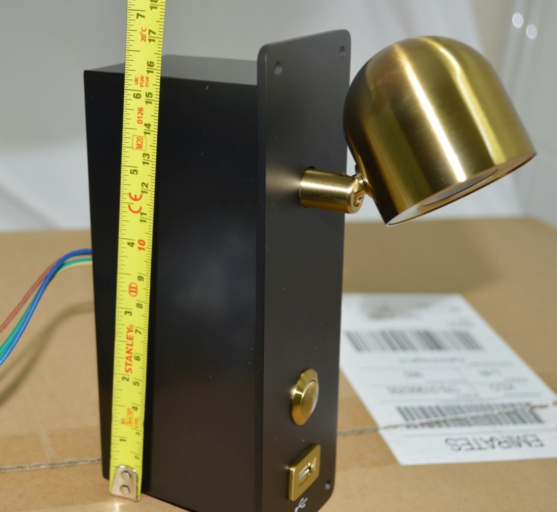 Pair of 'Dome' Luxury LED Adjustable Reading Wall Lights in a Brushed Brass Finish - Image 3 of 12