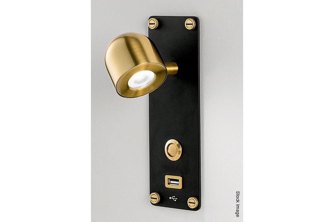 Pair of 'Dome' Luxury LED Adjustable Reading Wall Lights in a Brushed Brass Finish - Image 1 of 12