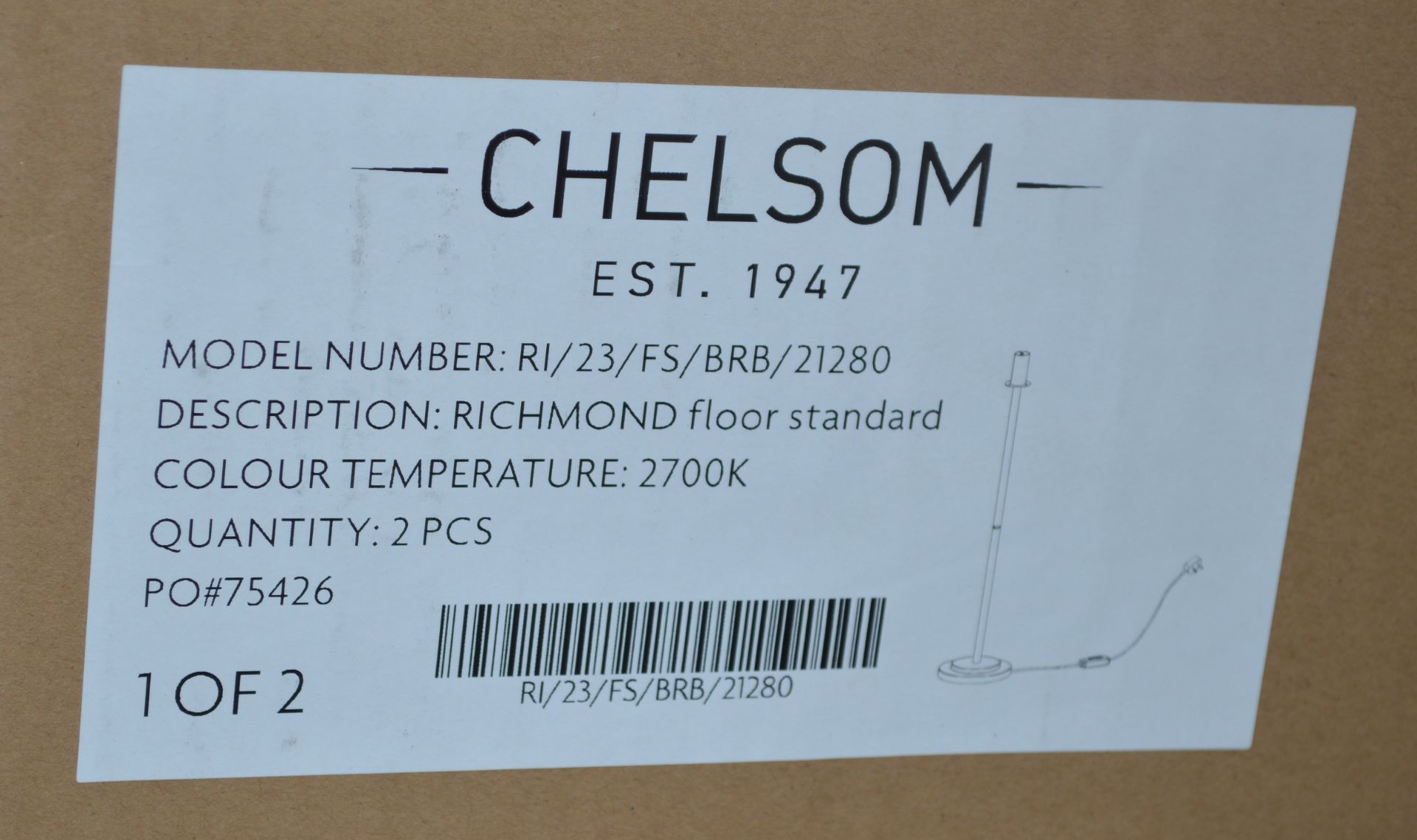 1 x CHELSOM 'Richmond' Luxury LED Freestanding Floor Lamp in a Brushed Brass Finish with Shade - Image 15 of 17