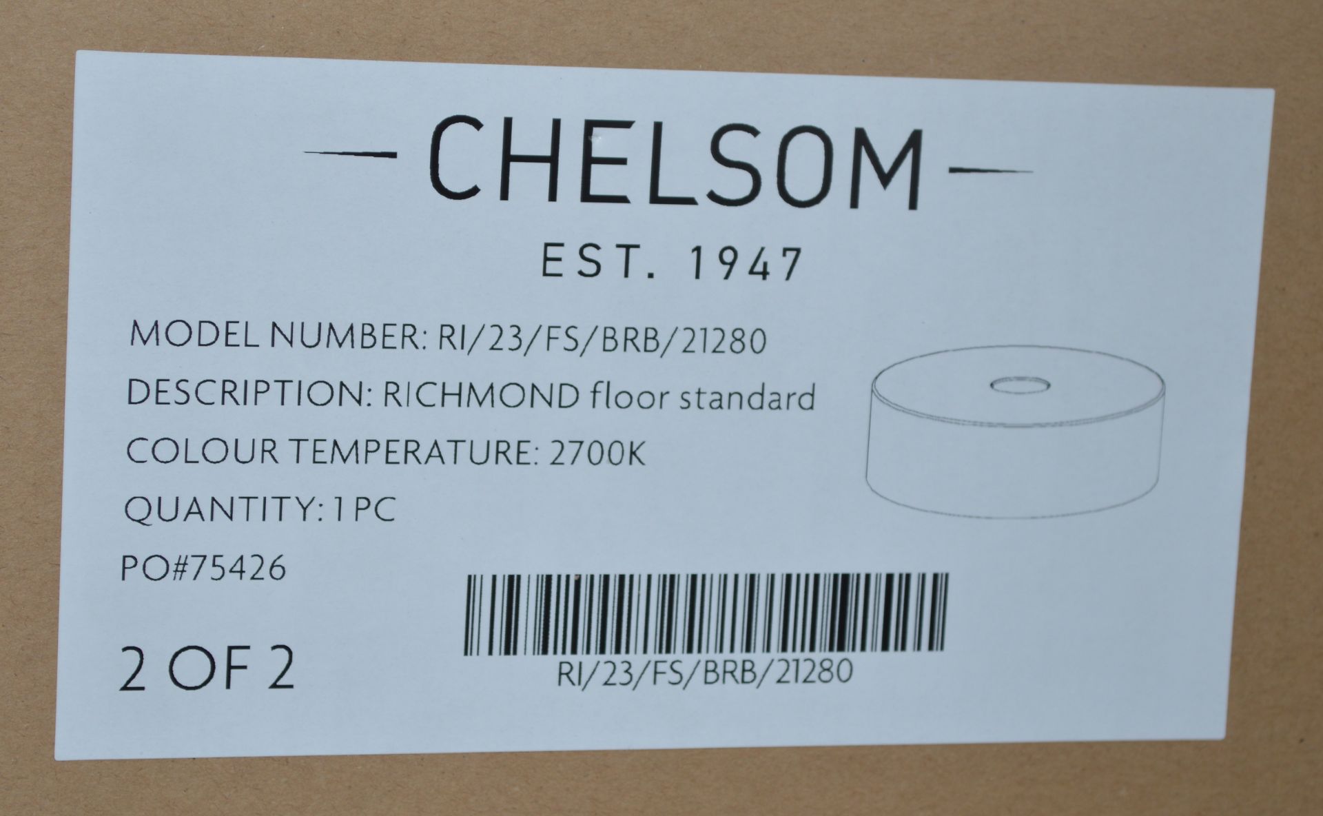 1 x CHELSOM 'Richmond' Luxury LED Freestanding Floor Lamp in a Brushed Brass Finish with Shade - Image 11 of 17