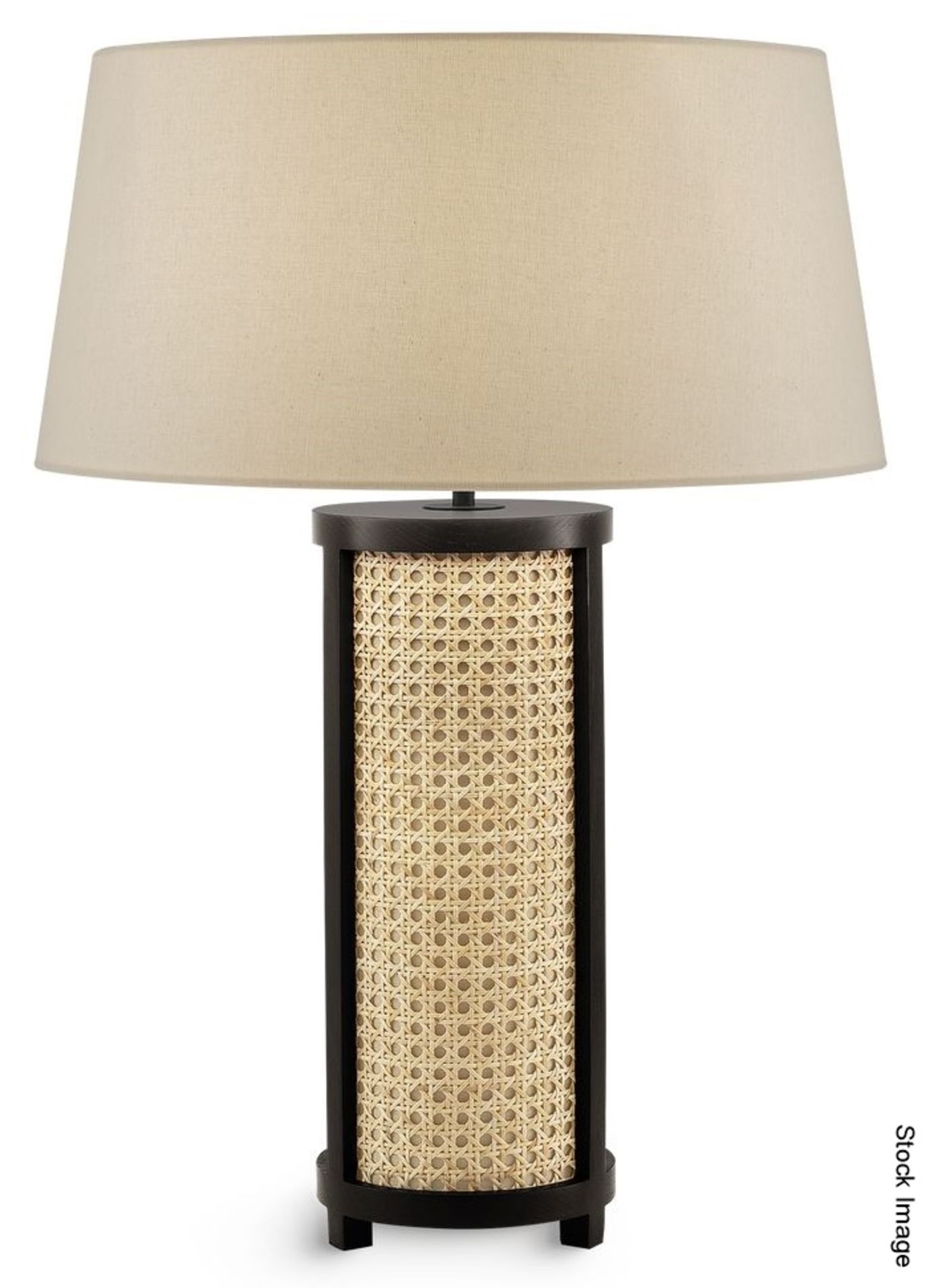 Pair of 'Weave' Luxury Table Lamp featuring Satin Black Metalwork and Natural Cane - Image 7 of 14