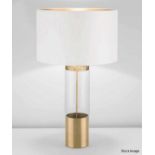 1 x CHELSOM 'Stockholm' Luxury Brass & Glass Table Lamp in a Brushed Nickel Finish - Ref: SK/27/BN/