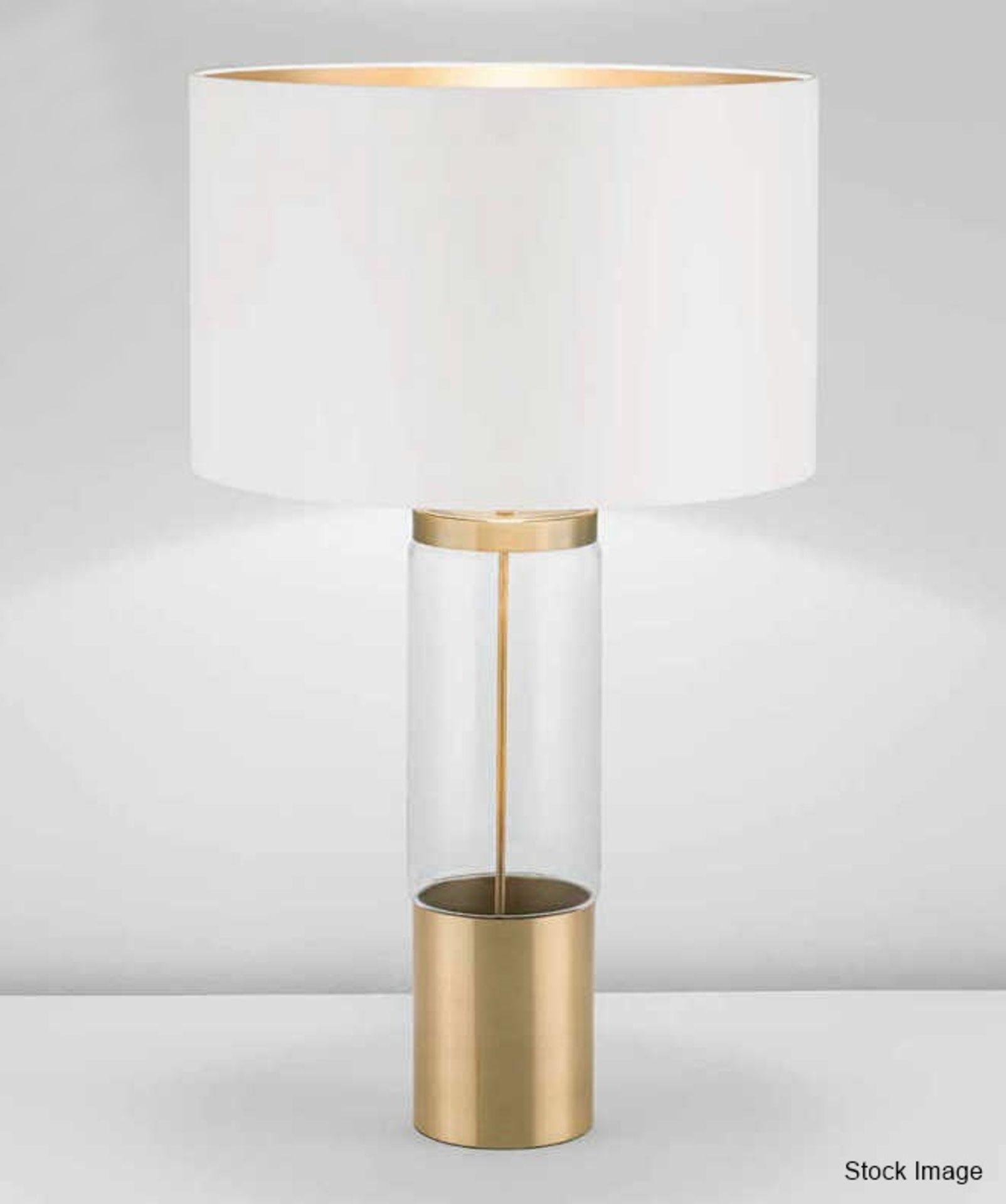 1 x CHELSOM 'Stockholm' Luxury Brass & Glass Table Lamp in a Brushed Nickel Finish - Ref: SK/27/BN/