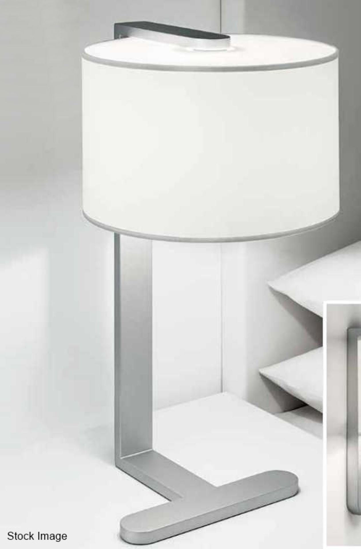 Pair of 'Trip' Luxury Steel Built Table Lamps with an Aluminium Finish - Switched - Ref: