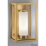 1 x CHELSOM 'Islington' Luxury Steel Classic Wall Lantern Light Fitting in a Brushed Brass Finish