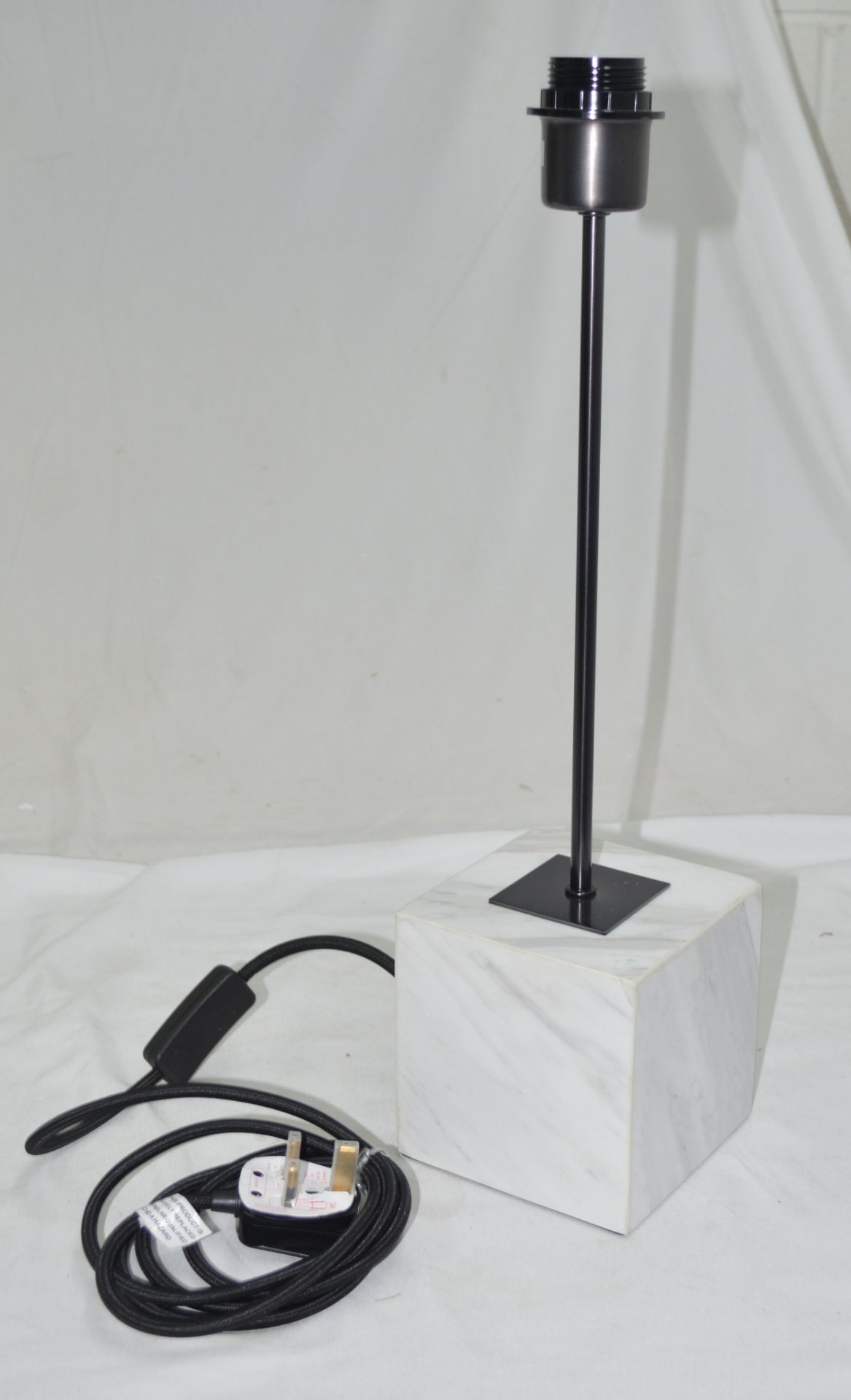 Pair of 'Rock' Luxury Black Bronzed Metalwork Table Lamp with Natural Stone Block Base - - Image 3 of 11
