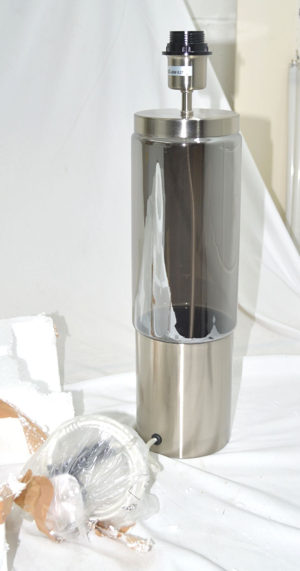 1 x CHELSOM 'Stockholm' Luxury Brass & Glass Table Lamp in a Brushed Nickel Finish - Ref: SK/27/BN/ - Image 7 of 13