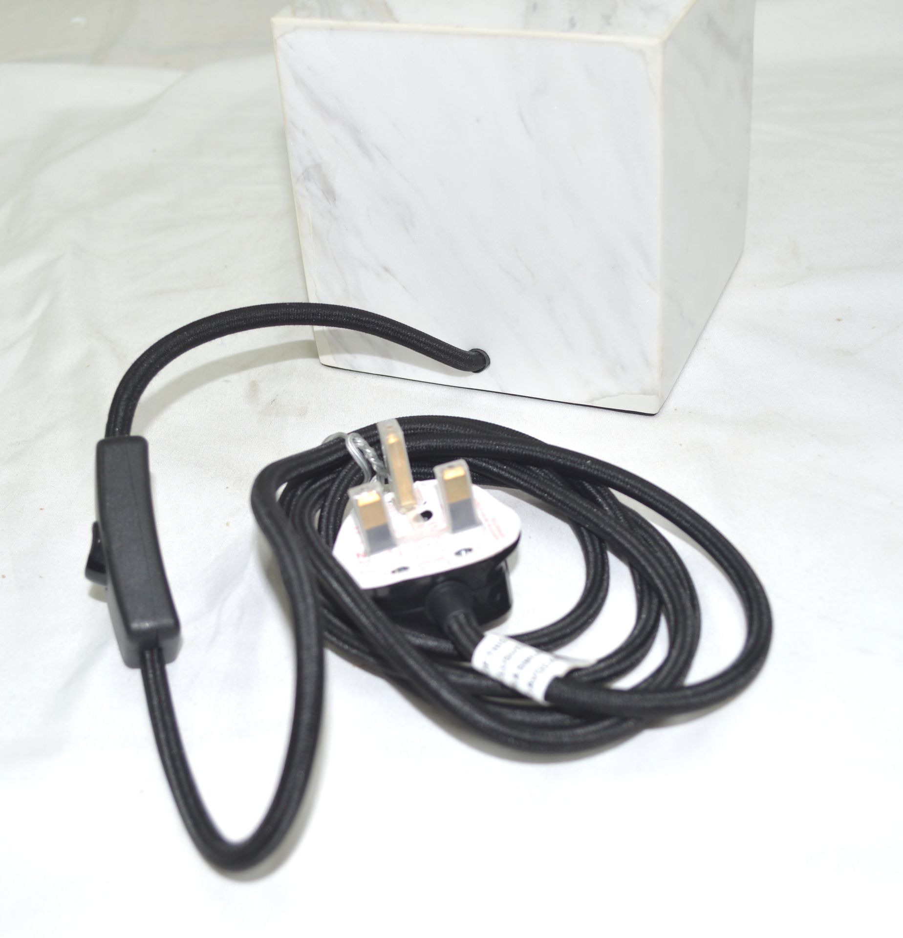 Pair of 'Rock' Luxury Black Bronzed Metalwork Table Lamp with Natural Stone Block Base - - Image 9 of 11