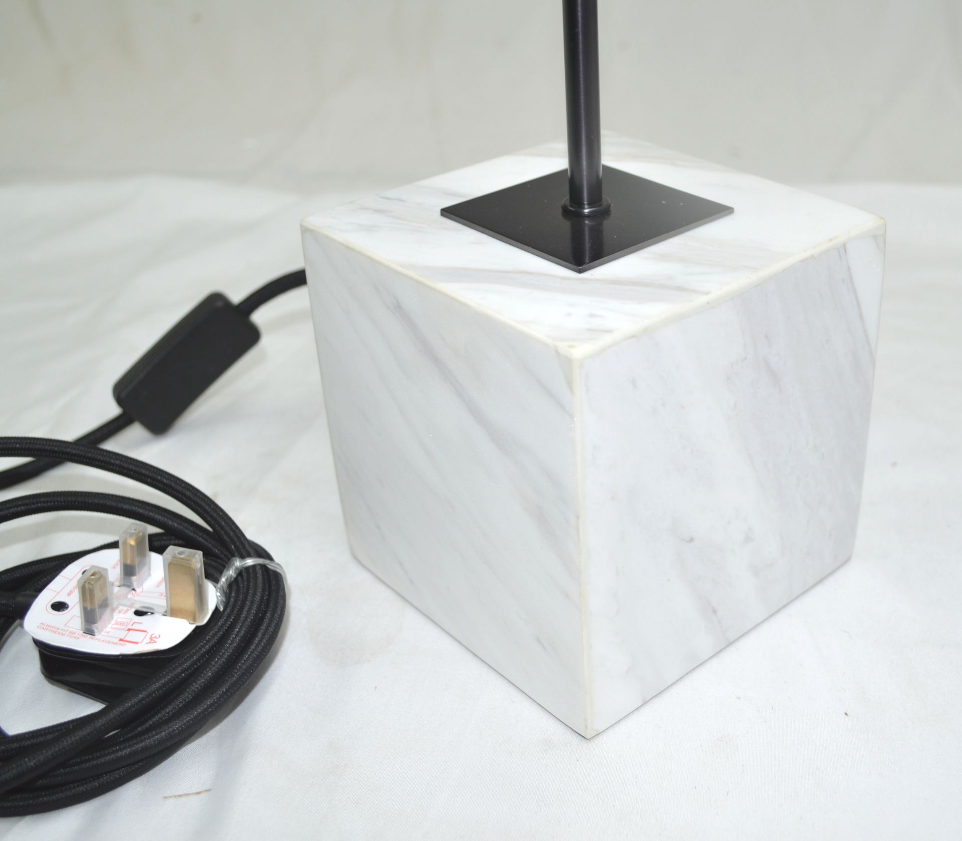 Pair of 'Rock' Luxury Black Bronzed Metalwork Table Lamp with Natural Stone Block Base - - Image 2 of 11