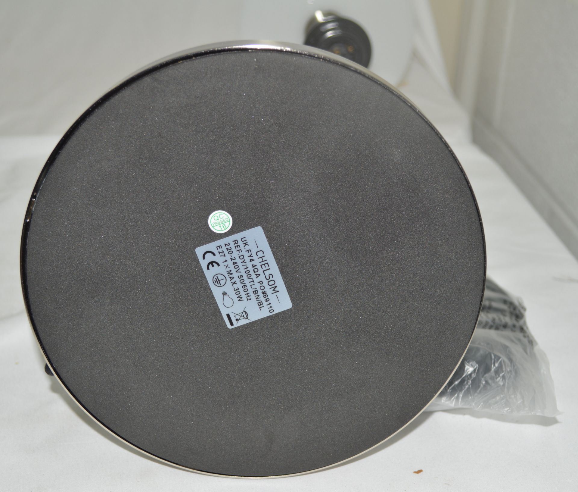 1 x CHELSOM 'Daytona' Luxury Steel Table Lamp in a Brushed Nickel Finish with a Satin Black Cylinder - Image 2 of 20