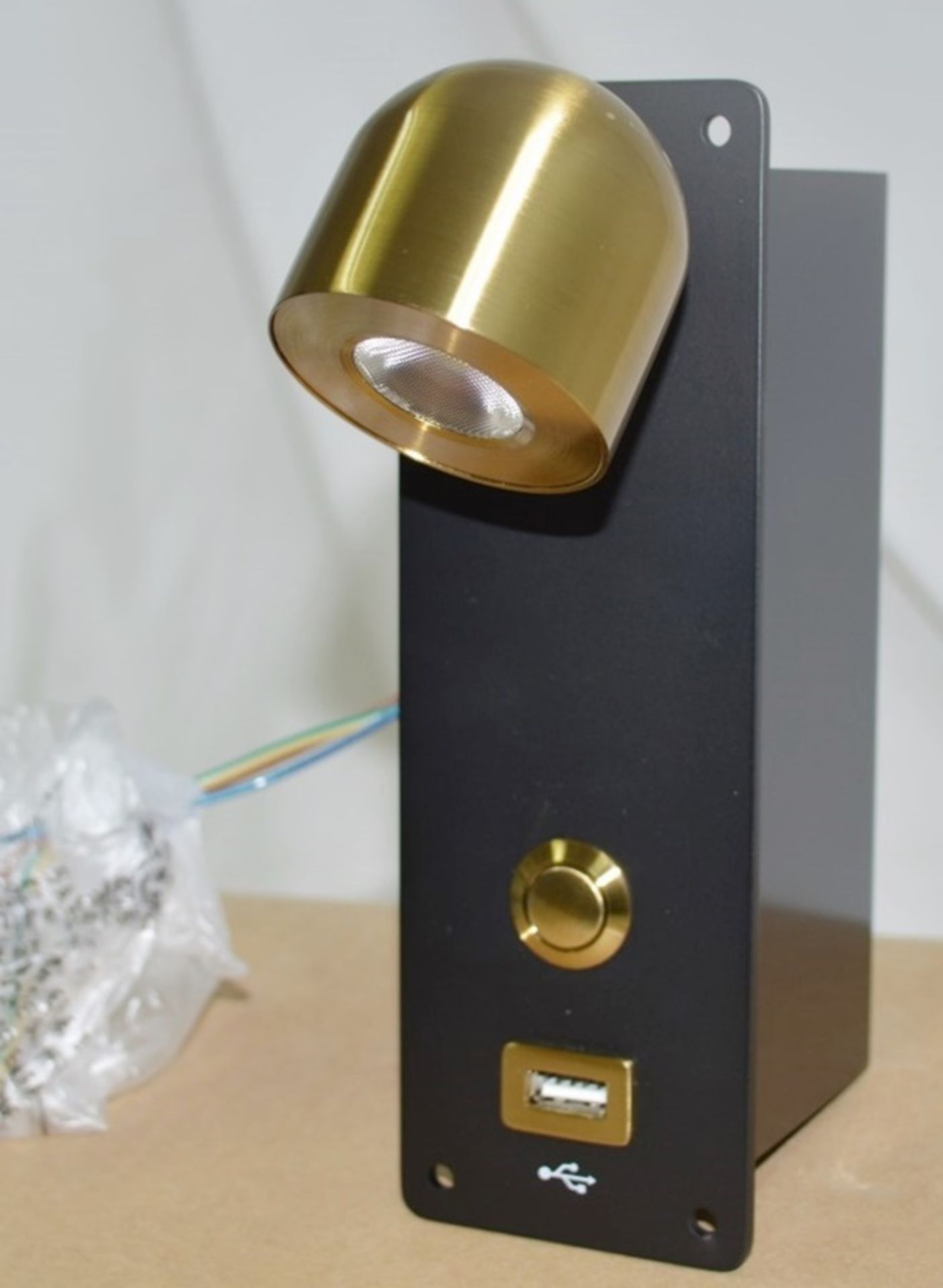 Pair of 'Dome' Luxury LED Adjustable Reading Wall Lights in a Brushed Brass Finish - Image 9 of 12