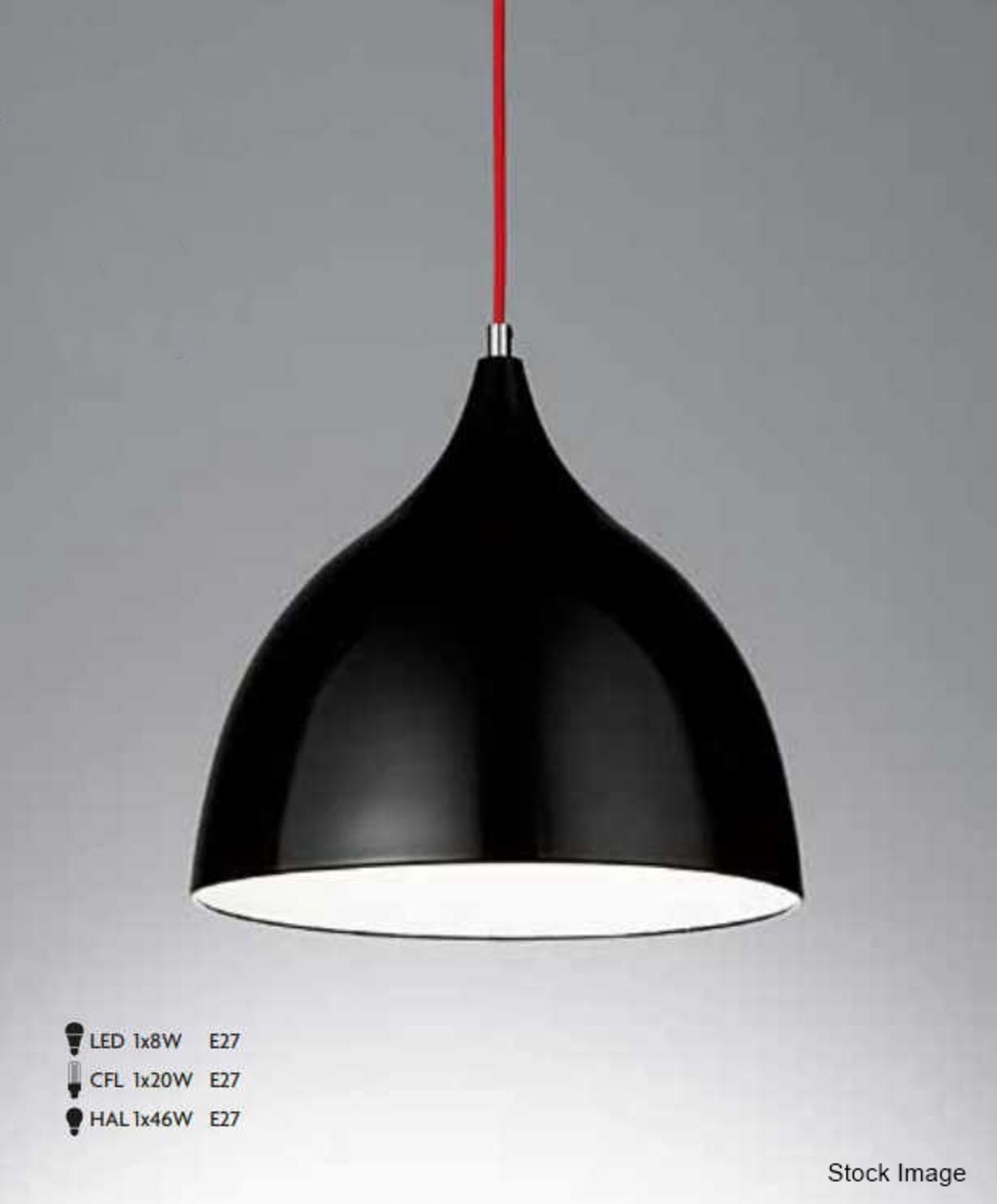 1 x CHELSOM 'Dine' Luxury Ceiling Pendant Light Fitting in a Stylish Black Finish with White Inner -