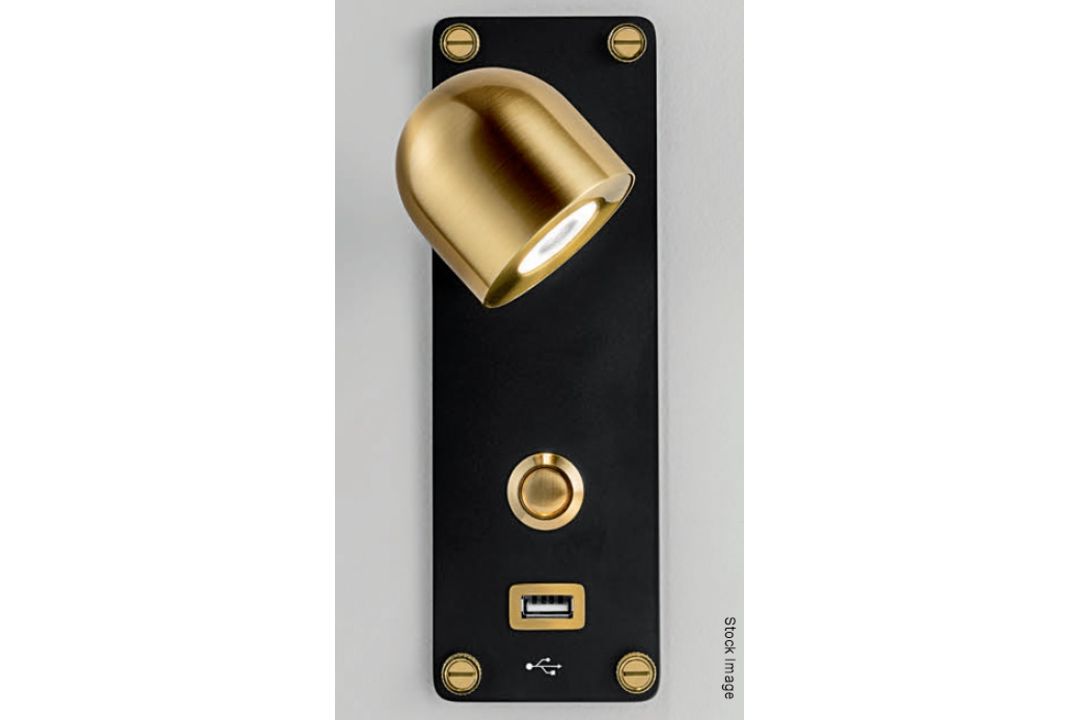 Pair of 'Dome' Luxury LED Adjustable Reading Wall Lights in a Brushed Brass Finish - Image 2 of 12