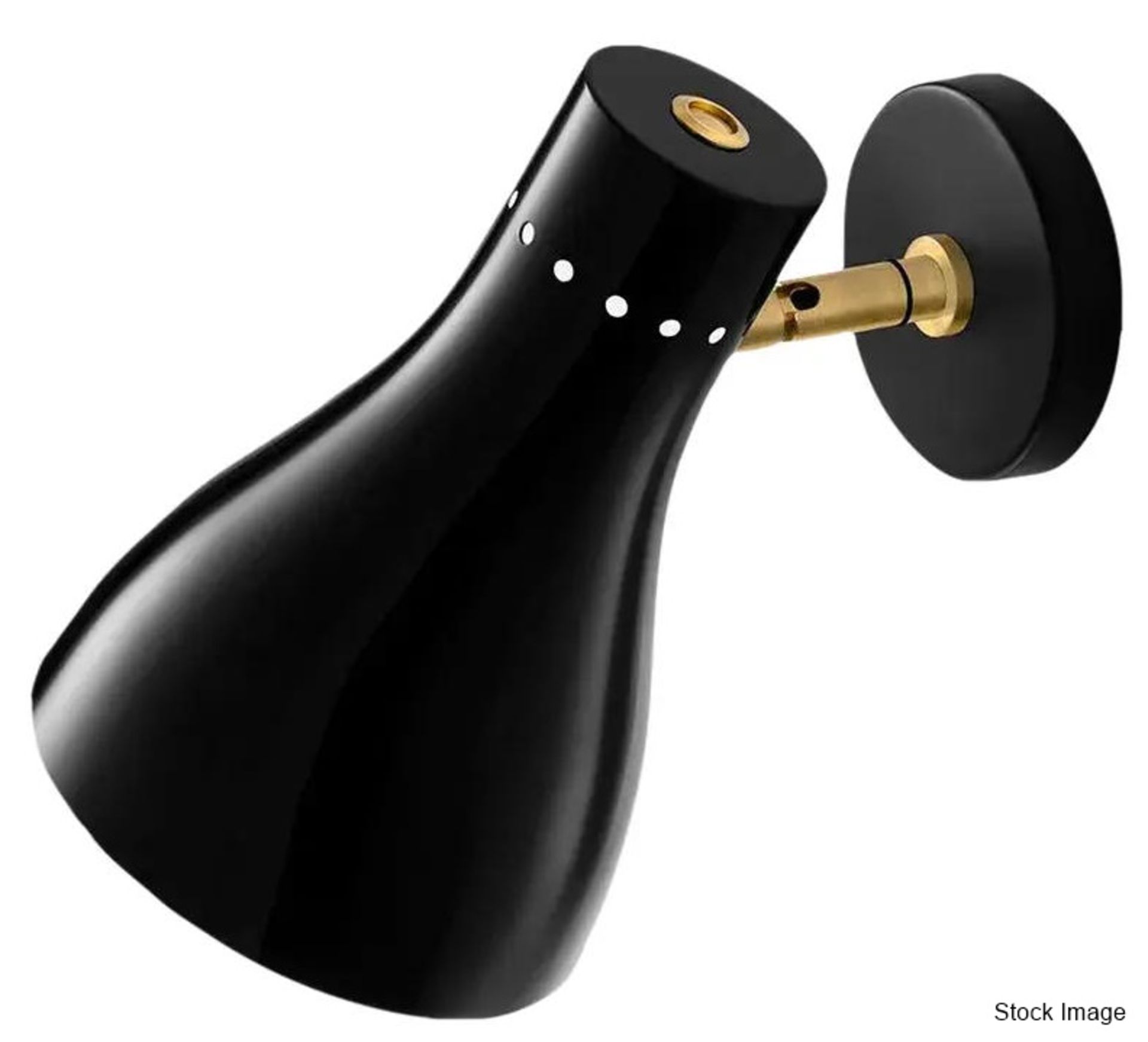 Pair of 'Chiswick' Luxury Adjustable Wall Lights In Black With Brushed Brass Details - - Image 4 of 12