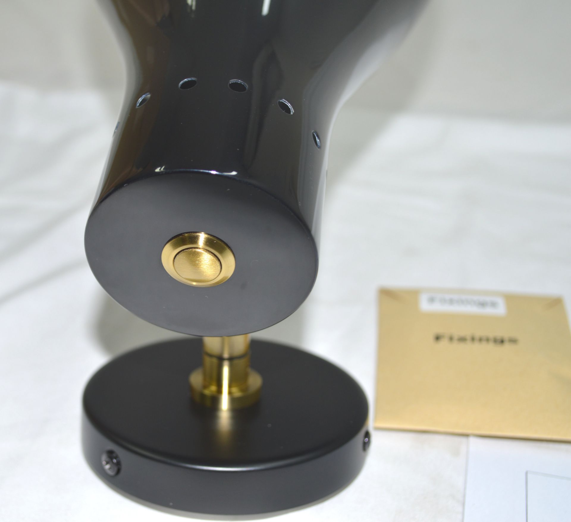 Pair of 'Chiswick' Luxury Adjustable Wall Lights In Black With Brushed Brass Details - - Image 3 of 12
