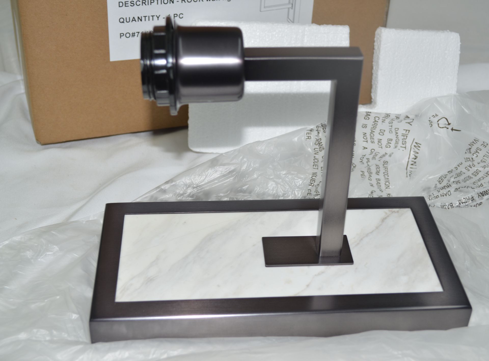 1 x CHELSOM 'Rock' Luxury Wall Light Finished In Black Bronze Metalwork with Natural Stone Back - Image 3 of 12