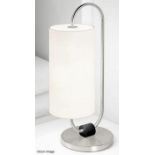 1 x CHELSOM 'Daytona' Luxury Steel Table Lamp in a Brushed Nickel Finish with a Satin Black Cylinder