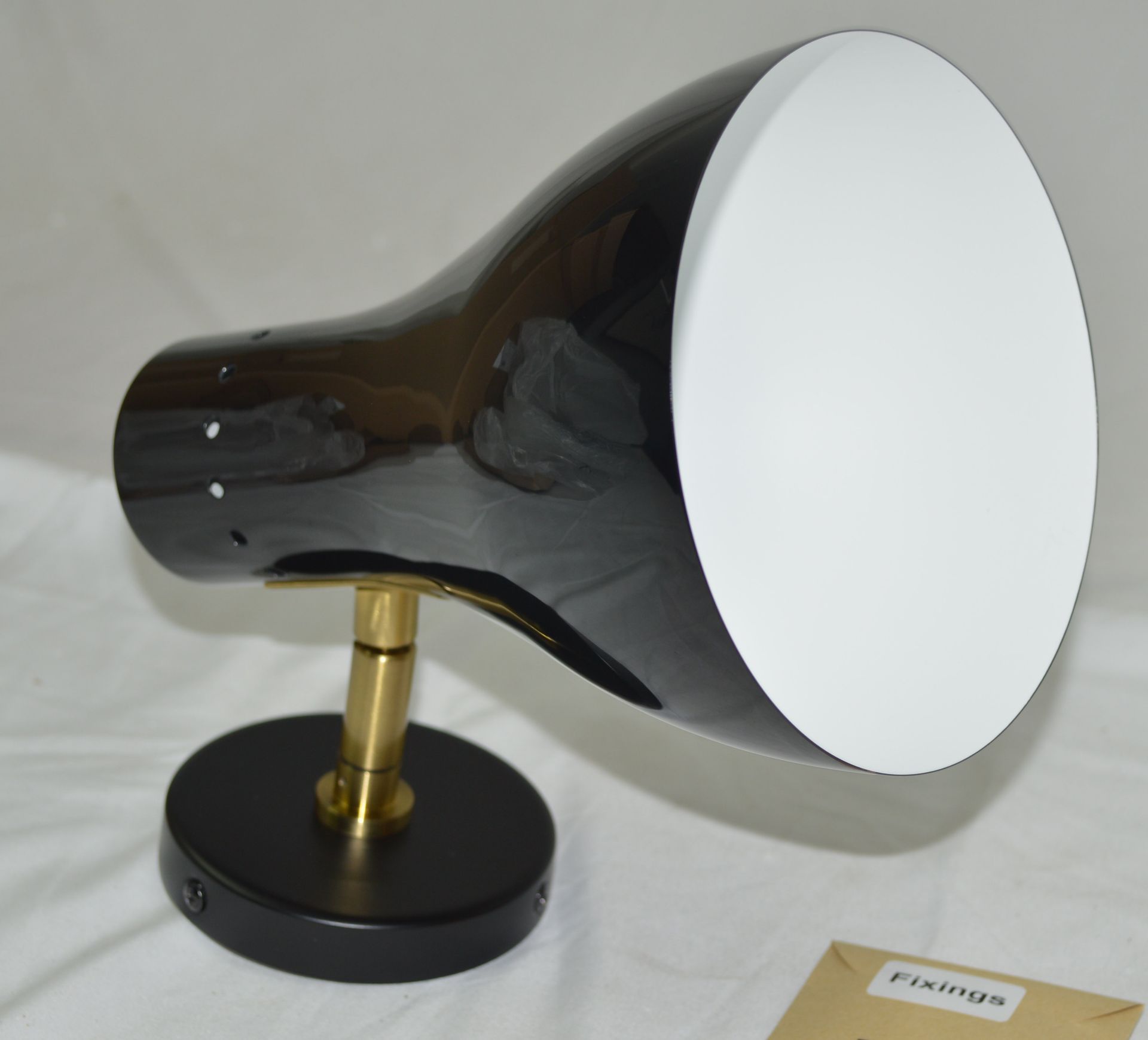 Pair of 'Chiswick' Luxury Adjustable Wall Lights In Black With Brushed Brass Details - - Image 8 of 12