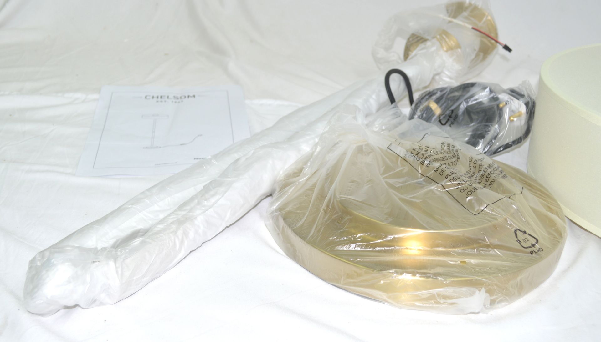 1 x CHELSOM 'Richmond' Luxury LED Freestanding Floor Lamp in a Brushed Brass Finish with Shade - Image 10 of 17