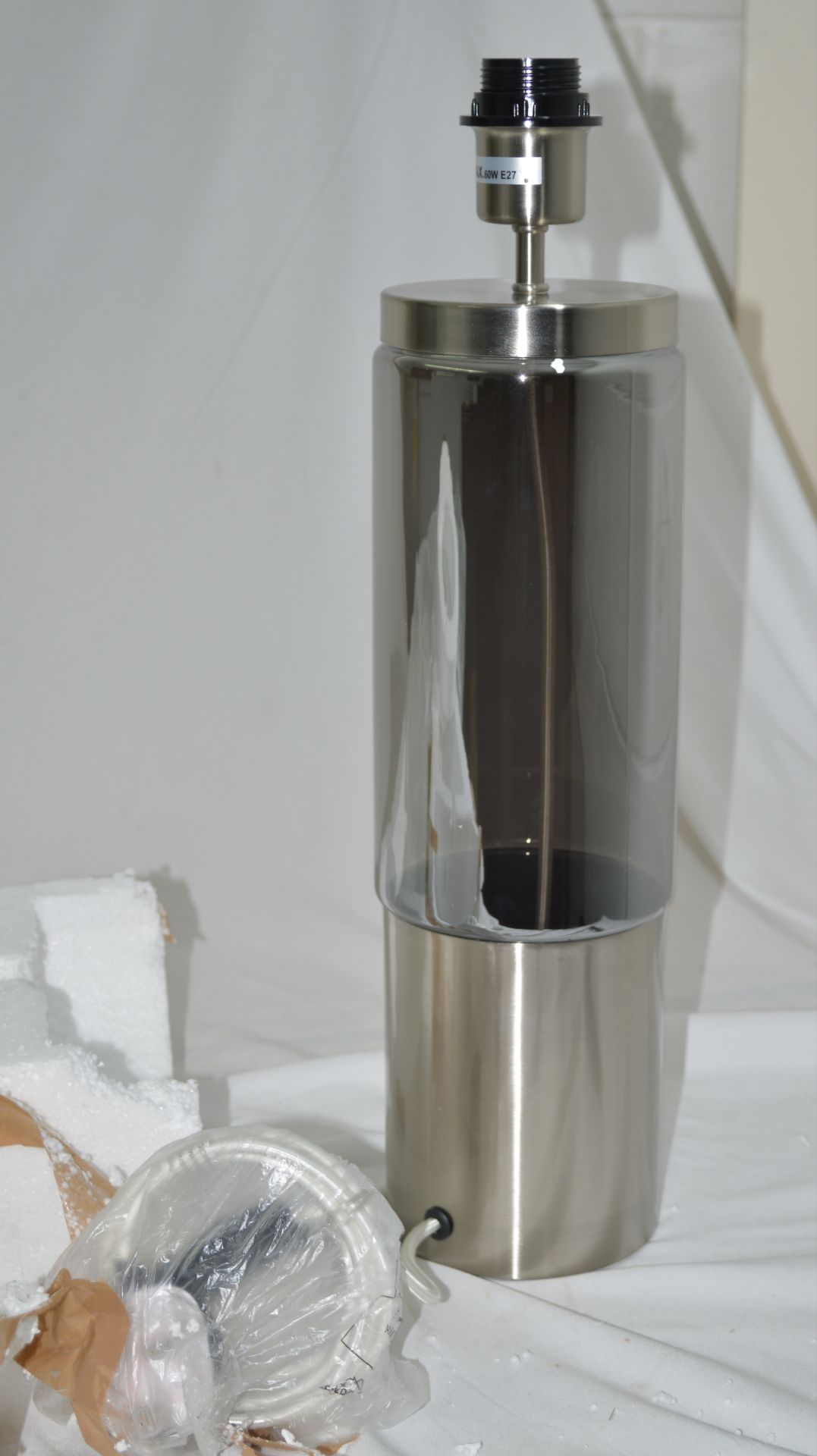 1 x CHELSOM 'Stockholm' Luxury Brass & Glass Table Lamp in a Brushed Nickel Finish - Ref: SK/27/BN/ - Image 3 of 13
