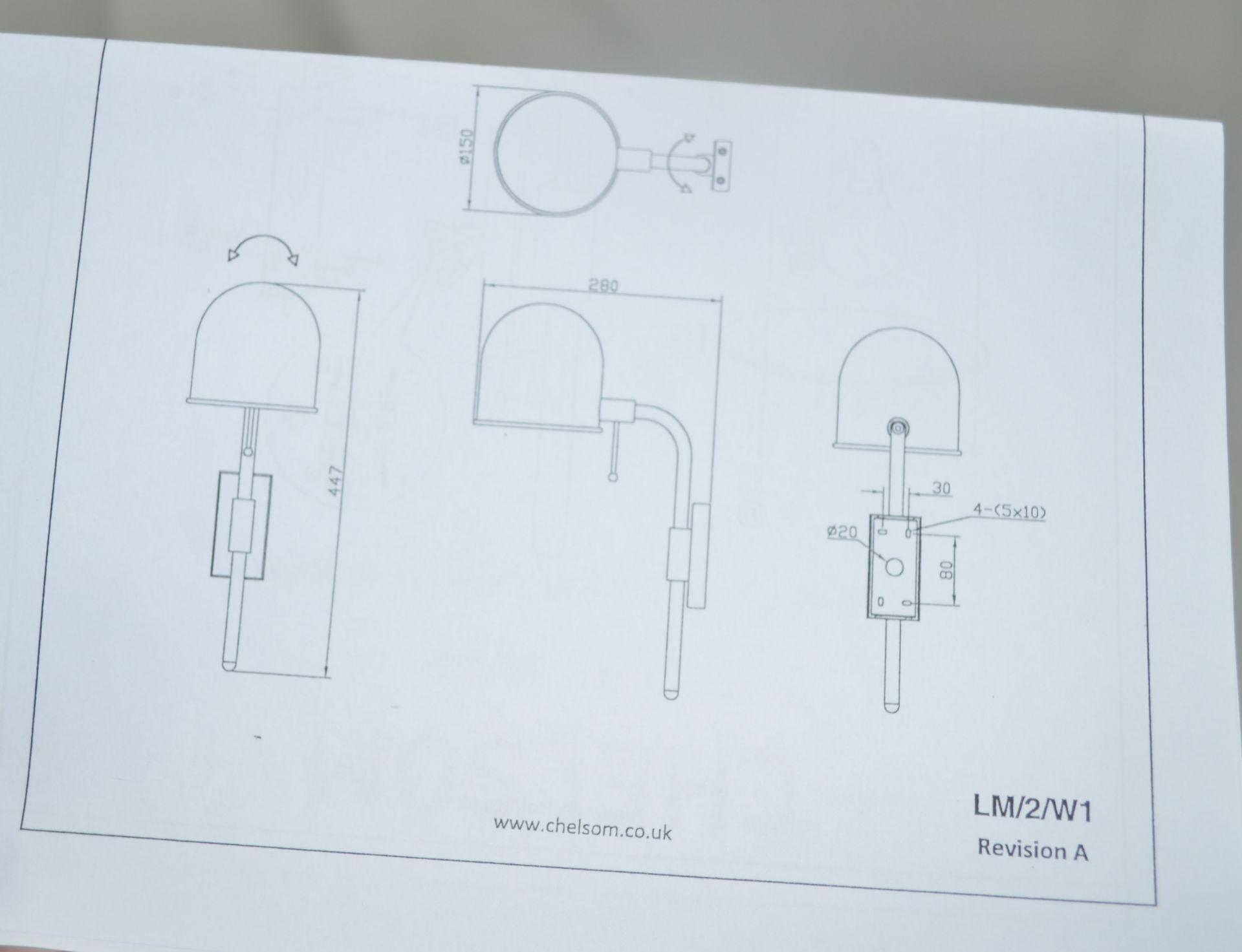 Pair of 'Lume' Luxury Wall Lights in a Brushed Brass with Opal Acrylic Diffuser - Ref: LM/2/ - Image 11 of 12