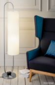 1 x CHELSOM 'Daytona' Luxury Steel Freestanding Floor Lamp in a Brushed Nickel Finish, with Shade