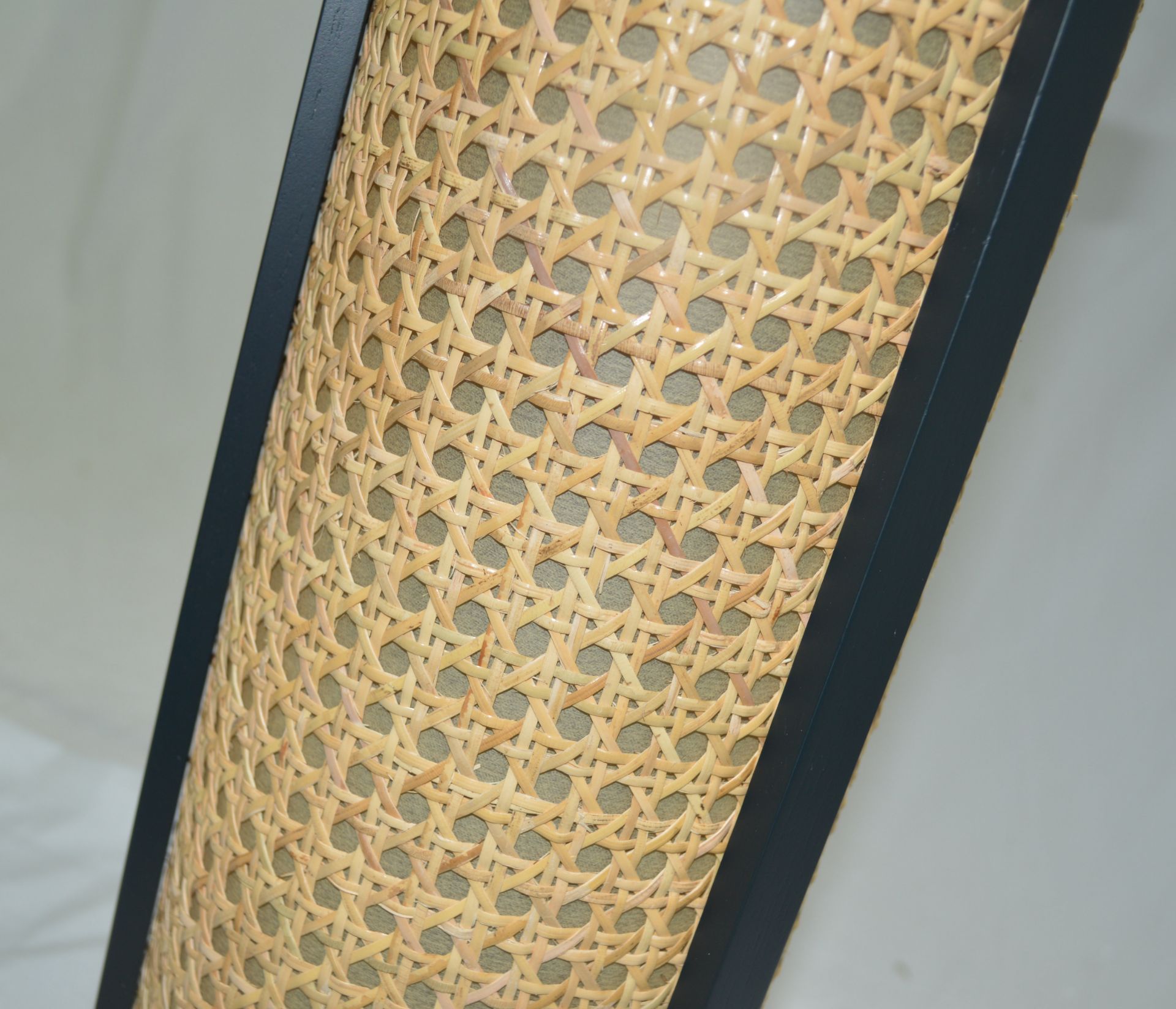 Pair of 'Weave' Luxury Table Lamp featuring Satin Black Metalwork and Natural Cane - Image 11 of 14